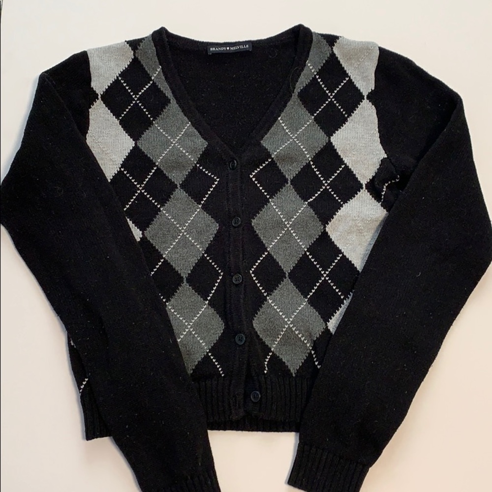 Black and grey argyle Brandy Melville Sweater